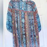 Hemant and Nandita Silk Mini Dress Bohemian Blue and Red Patterned Size Medium Photo 0
