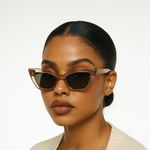 Zenni Cat Eye Sunglasses – Nude Pink Frame Black Lenses Tan Photo 0