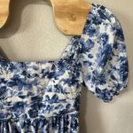 Abercrombie & Fitch Abercrombie & Fitch Emerson Floral Midi Dress Size XS Blue Puff Sleeve Cottage Photo 2