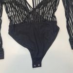 superdown  Dila Sheer Striped Bodysuit in Black Medium Photo 3