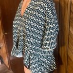 Anthropologie By  Deep V Babydoll XXS Green And White Babydoll Top Photo 5