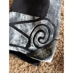 Traditional Craft Silk Black Gray Velvet Geometric Abstract Scarf Neck Wrap Photo 4