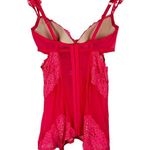 Victoria's Secret Victoria’s Secret Hot Pink Lace Mesh Corset Teddy Sz 36C Garter Straps Cutout Photo 1