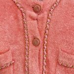 Sakura Peach Pink Y2K Elegant Gold Chain Buttoned Cardigan Jacket Top Photo 2