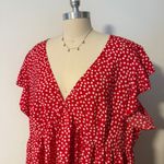 Red Ditsy Floral Vneck Ruffle Sleeve Mini Dress Size XXL Photo 1