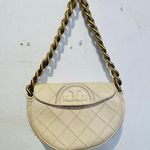 Tory Burch Neutral White Leather Gold Chain Link Handle Shoulder Strap Bag Purse Photo 1