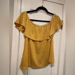 C’est La Vie Size L Marigold White Stripe Off The Shoulder Ruffle Top Size L Photo 8