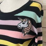 Hot Topic Black & Pastel Striped Unicorn Sweater Photo 4
