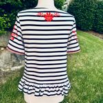 Kate Spade Broome Street Black/White Striped & Embroidered Top Photo 7