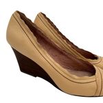 Seychelles  Yellow Leather Retro Round Toe Wedge Heels Size 7.5 Photo 4