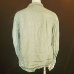 Tahari  Blue Linen Long Sleeve Button Down Top (XL) Photo 3