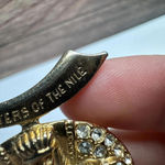 Signed ORA Daughter Of The Nile Scimitar & Rose Brooch Pin Rhinestone Vintage Gold Photo 3