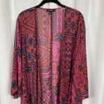 Torrid  Red Print Chiffon Gauze Hanky Hem Midi Kimono Sz.3 Photo 5