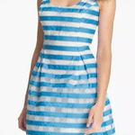 Lilly Pulitzer Lilly‎ Pulitzer Blue Stripe Floral Embroidery Sleeveless Flare Joslin Dress Sz 6 Photo 0