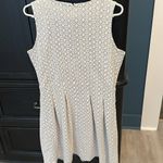 Newport News  ivory crocheted/laced dress, pearl neckline, size 12 Photo 3