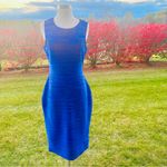 Metaphor Cobalt Blue Wave Pattern Midi Dress Photo 6