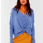 Urban Outfitters NWOT Out From Under Blue Jojo Oversized Thermal Button Top Photo 1