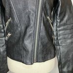 d.brand Sz Small Faux Leather Jacket Multi Zipper Pink Lined Black Photo 2