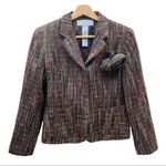 Sag Harbor US 4 Petite Y2K Brown Woven Contrast Stitch Tweed Blazer Photo 1