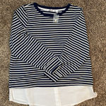 Isaac Mizrahi  Live! Textured‎ Ottoman Stripe Layered Pullover Navy Photo 0