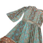 SweetSalt Long Length Bohemian Boho Maxi Dress Fall Colors Bell Sleeves Size 4 Blue Photo 10