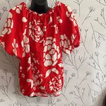 Mlle Gabrielle  Red and White Floral Blouse Photo 2