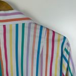 Ali Miles Rainbow Striped Blouse Medium Multicolor Pastel Colorful Office Bright White Photo 3