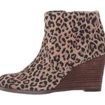 Sole Society  Patsy Leopard Print Leather Side Zip Wedge Ankle Booties size 8 Photo 1