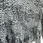 Nine West Black White Zebra Print Square Neck Smoked Lined Long Sleeve Blouse L Photo 3