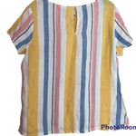 C&C California  Multicolored Striped Linen Short Sleeve Shirt Size Medium Photo 1