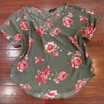 Forever 21 Army green and pink floral top size large Photo 1