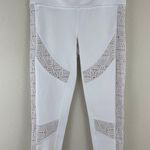 Alo Yoga White Nude Mesh High Waisted Charm Cutout Lazer Cut Capri Leggings Photo 4