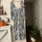 Anthropologie BHLDN Long Sleeve Chiffon Blue Floral Maxi Dress Size Medium Photo 8