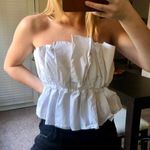 DO+BE White Pleated Strapless Top Photo 0