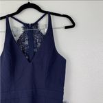 Maniju Womens Mini Dress Lace Back Navy Sz M Photo 1