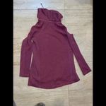 Soft Surroundings  Maroon Cowl Neck Waffle Knit Sweater Top Women's Size M‎ Photo 4