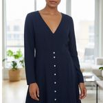 Hutch Willow Dress Navy Blue V- Neck Long SleeveButton Front Fit Flare Mini Sz S Photo 0