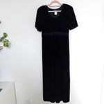 VTG 90s Molly Malloy Womens Velvet‎ Dress Size 16 Navy Short Sleeve Maxi Evening Blue Photo 1