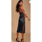 NWT Lulu's Kaisley navy Blue Satin Backless Midi Dress Medium Photo 1