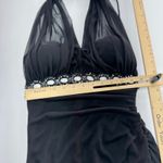 Cache  Dress Womens 6 Black Sequins V Neck‎ Mini Ruched Vintage Y2K Photo 4