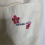 Escada floral Hawaii tropical‎ embroidered pleated front white pants size 26 Photo 1