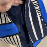 Lafayette 148  dress size 14 blue navy white stripe paint splatter print texture Photo 8