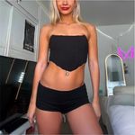 Princess Polly black strapless corset crop going out top with boning Photo 1