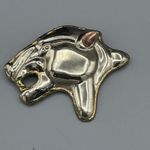 Vtg Cougar Panther Head Hecho en Mexico Mixed Metal Brooch Pendant 3.5" 1990s Size 0 Photo 0