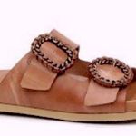 Antenora brown Leather Sandals size 39 or 9 slides handmade Italy buckles NEW Photo 0