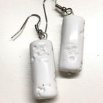 White cylinder dangle earrings handmade MunandMe Photo 0