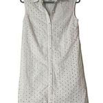 Halogen White Eyelet Button Up Dress Womens Sz XS Beachy Coastal Collared Tank Photo 0