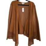 Westport NWT Dressbarn 1962 Caramel Color Suede Sweater Cardigan Size 3X Photo 0