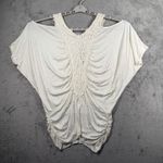 Mon Amie XL White Lace Cold Shoulder Boho Chic Dolman Batwing Sleeve Romantic Photo 1