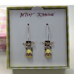 Betsey Johnson New   Easter Eggs  W/Gold Bows Dangle Rhinestones Earrings Photo 0